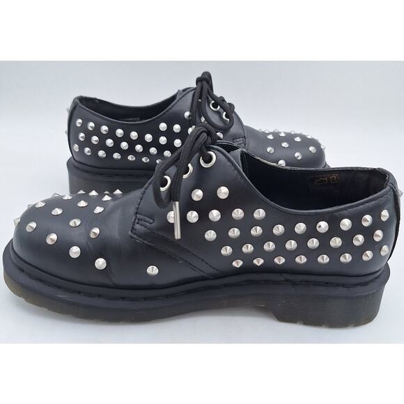 Near Mint Dr. Martens 1461 Stud Wanama Black Leather Oxfords US Men 5 Women 6 - Picture 11 of 16